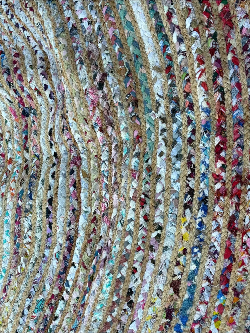 Round Multicolor Braided Jute Rug